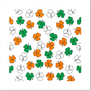 Shamrock Pattern in Green White Orange Posters and Art